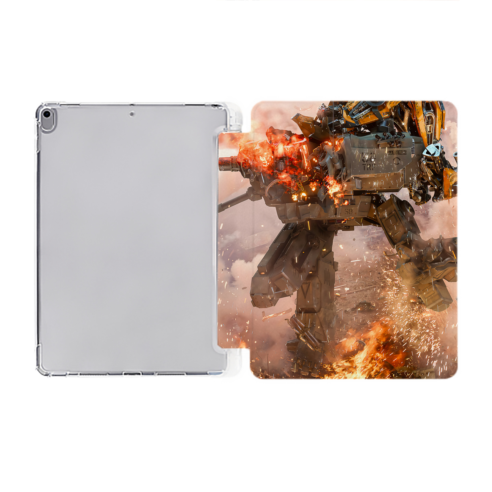 （画像用） Transformers トランスフォーマー IPad ケース ペン収納付き 三つ折りスタンド PUレザー×シリコン 対応機種9.5/10.5/10.9インチ